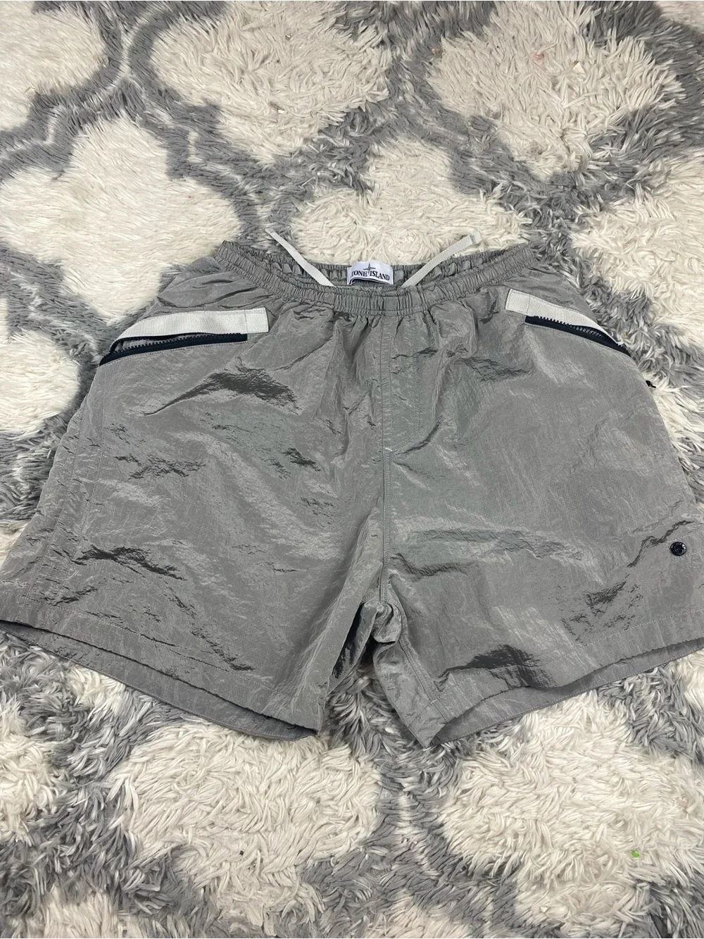 Used Stone Island Nylon Metal Swimming Trunk Pockets Sz M Missing Logo Patch